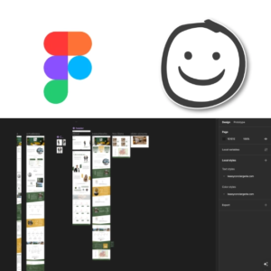 Figma logo, Balsamiq logo and screenshot of the Figma dashboard of the Keasy website prototype