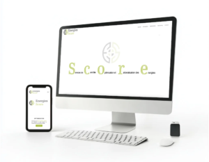 Responsive website design, optimized for mobiles and computers, displaying the Energies Score website.