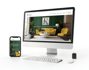 Responsive website design, optimized for mobiles and computers, displaying the Keasy conciergerie website.